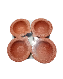 SLN Flower Design Diya - Pack of 4