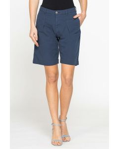 PLEATED BERMUDA PANTS IN 100% COTTON POPLIN